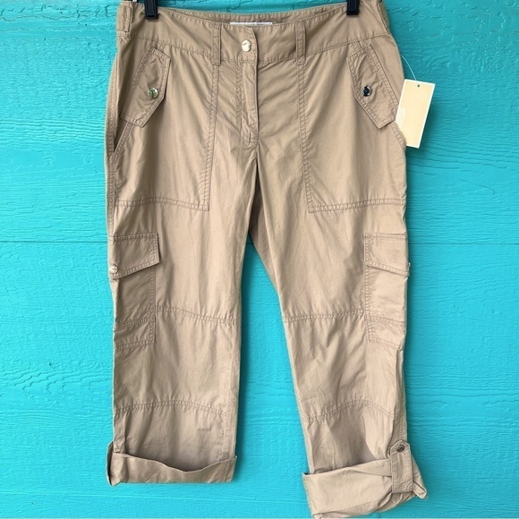 MICHAEL MICHAEL KORS KHAKI CARGO PANTS ROLL TAB CUFFS SIZE 6 NWT - Picture 2 of 9